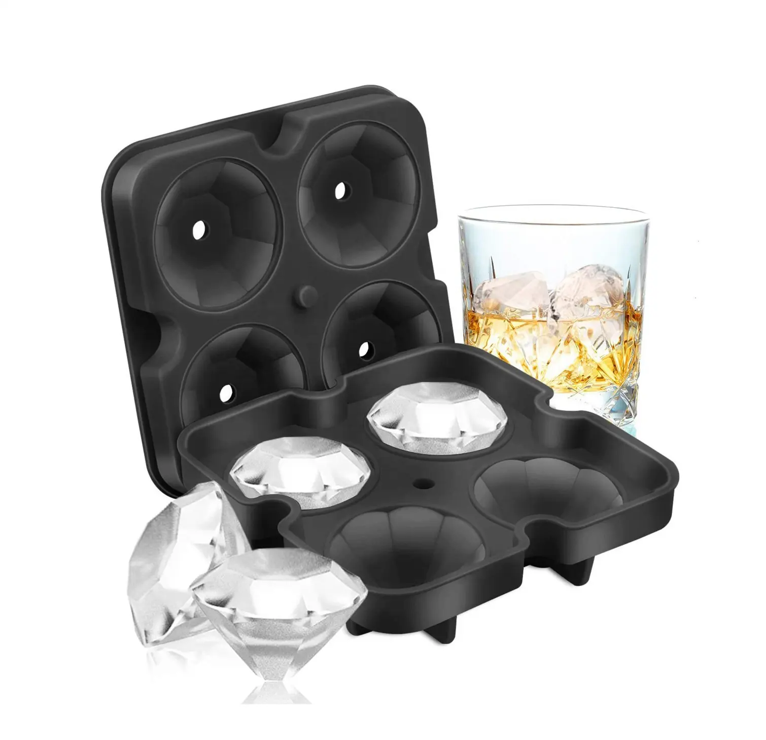 Haixing New Silicone Diamond Ice Mould Stackable Ice Cube Trays