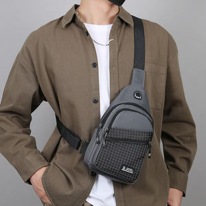 Men's Chest Bag Nylon Plaid Waterproof Outdoor Commuter Crossbody Bag - Product Image 2