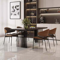 Quadratischer Esstisch aus Sinterstein mit Acrylbeinen, 6-Sitzer, Modernes Schwarzes Bar-Esszimmer-Set, E0-Klasse, Umweltfreundlich für Zuhause und Hotel