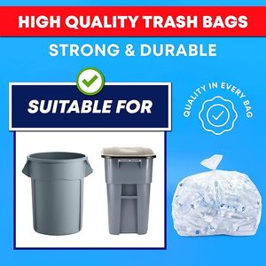 Clear Trash Bags, (50 Bags w/Ties) Large Clear Plastic <b>Recycling</b> Garbage Bags - Product Image 6