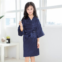 Jubah anak perempuan, jubah Kimono pendek warna polos Satin halus untuk pesta ulang tahun pernikahan Spa