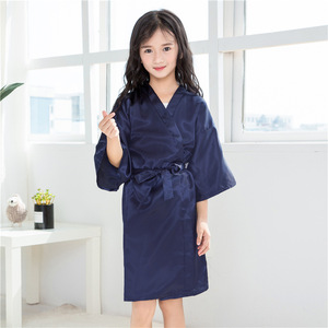 Robe Kimono courte en satin soyeux de couleur unie pour fille pour mariage, fête d'anniversaire et spa - Product Image 6