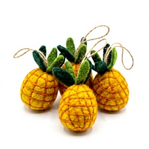 Handmade 100% Certified Wool <b>Pineapple</b> <b>Ornament</b> Small Eco-Friendly Traditional Wall Hanging Christmas Decoration Trendy Garland - Product Image 1