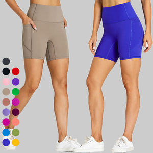 Shorts de sport décontractés personnalisés pour femmes, sexy, pour la gym, le fitness et le yoga, avec poches, vente en gros, effet froncé, extensibles, sans coutures, en Spandex - Product Image 3