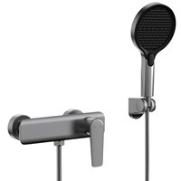 Robinet de douche apparent monocommande en nickel brossé HONGDEC avec douchette à pression multi-jets et ensemble de robinetterie en laiton massif