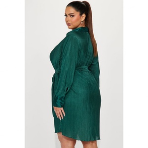 Nouvelle robe plissée mini à manches longues pour femme, design élégant, haute qualité, sexy, printemps, décontractée - Product Image 6