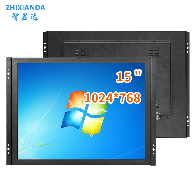 Zhixianda 15 Inch 1024*768 Capacitive Touch Screen Industrial LCD Display 4:3 Open Frame Monitor With HD-MI VGA BNC AV USB