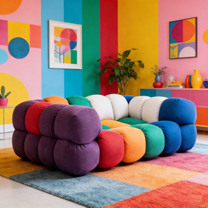 <strong>Funky</strong> Rainbow Bubble <strong>Sofa</strong> Oversized 3-Person Velvet Cloud Couch Colorful Modular Sectional <strong>Sofa</strong> for Apartment &amp; Dorm - Product Image 2