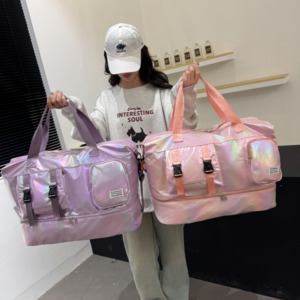 Shiny Colorful Duffle Bags Outdoor Travel Sports Yoga Luggage <b>Storage</b> Bag Waterproof Travel Bags With Shoes Compartment - Product Image 1