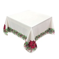 Fourniture directe d'usine pas cher prix personnalisé nappe florale carré polyester tissu nappes de noël pour table de noël