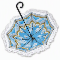 Parapluie pagode multicouche en dentelle avec poignée en plastique artisanale, 8 baleines et panneaux en pongé pour événements de mode Lolita et cosplay