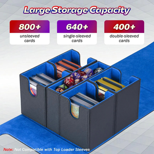 Boîte de rangement pour cartes PQ Fashion, plateau à dés, étui 5-en-1 en PU avec fermeture à bouton, compatible avec plus de 840 cartes TCG, CCG, Yugioh sans pochettes - Product Image 4