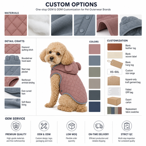 Chaleco acolchado con capucha de orejas de oso para perros, ropa para mascotas OEM, abrigo de invierno para mascotas con forro polar y botones a presión - Product Image 2