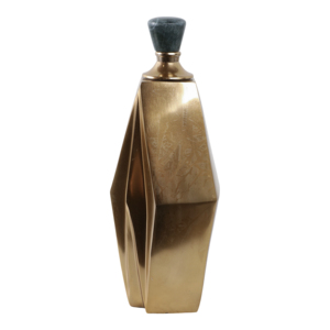Vaso geometrico in metallo con coperchio in pietra per decorazioni da tavolo e arredamento casa - Product Image 3