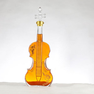 Bouteille de verre vide en forme de violon ou de guitare de 750 ml, personnalisable avec logo et décoration, pour vodka, brandy, <span class=keywords><strong>tequila</strong></span> - Product Image 1