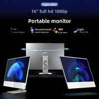 Layar Portabel Sentuh Ringan 16 Inci 1080p dengan USB dan Antarmuka yang Mendukung Ponsel dan Konsol Game
