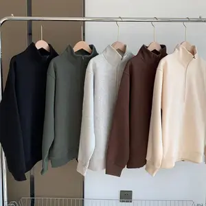 Vente en gros de pull décontracté simple et ample à la mode d'automne et d'hiver hommes et femmes col en polaire générale veste à demi-fermeture éclair