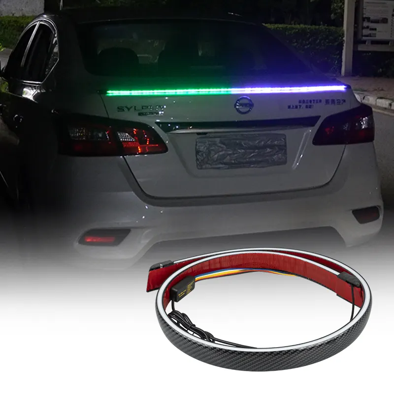Lampu Spoiler bagasi belakang mobil, lampu dekorasi ekor mobil mundur Spoiler serat karbon