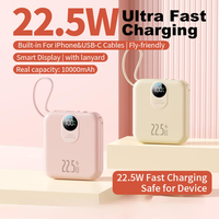 Cadeaux promotionnels Mini Power Bank 10000mAh PD 22.5W Charge rapide Powerbank portable avec 2 câbles intégrés et écran LED