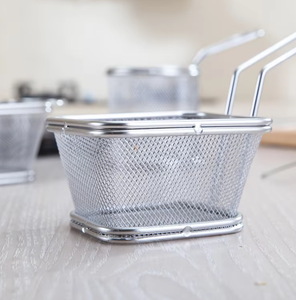 Mini panier à frites <span class=keywords><strong>Gourmet</strong></span> carré en métal frites BBQ Snack pour cuisine et restaurant pour aliments occidentaux frits et collations occidentales - Product Image 2