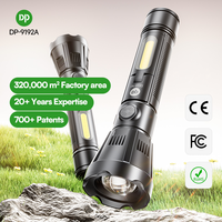Lampe torche LED COB super lumineuse rechargeable à énergie solaire, tactique, à focalisation réglable, multifonction, lumière latérale d'urgence