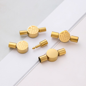 Stainless Steel Gold Plated Fu Character <b>Snap</b> Fastener Round Connector For <b>Bracelet</b> Making DIY Jewelry Accessory - Product Image 4