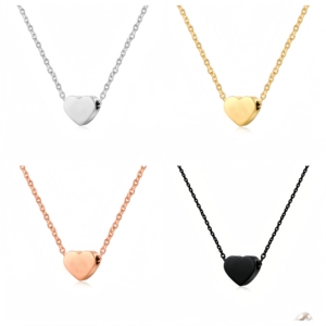 Collar Para Mujer de Joyería Fina y Minimalista con Pequeño Colgante de Corazón de Amor Grabado Personalizado en Acero Inoxidable Chapado en Oro de 18k - Product Image 1