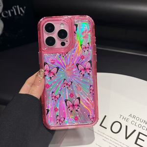 Funda Transparente de Lujo con Diseño de Golondrina y Flores Púrpuras para iPhone 17PROMAX 16PLUS 15PRO, Fabricada con Material de PC, Protector de Cámara - Product Image 4