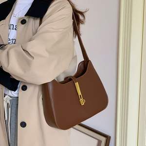 Women's Shoulder Bag Brown Leather Zipper <b>Lock</b> Design Everyday Use Fall 2023 H8727 - Product Image 1