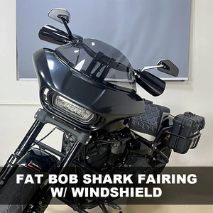 Parabrisas estilo tiburón Pazoma para faro delantero HD Softail <span class=keywords><strong>Fat</strong></span> <span class=keywords><strong>Bob</strong></span> <span class=keywords><strong>2018</strong></span>+ con montaje todo en uno estilo DS, ABS, para reacondicionamiento/actualización - Product Image 3