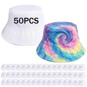 Chapeau Bob Réversible en Coton Tie-Dye Brodé avec Logo Personnalisé pour Femme et Homme, Double Face Blanc - Product Image 1