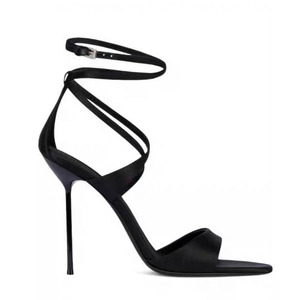 Sandales personnalisées à brides croisées cheville pour femme, talons hauts fins, fermeture éclair arrière, bout ouvert, escarpins en satin à talon aiguille - Product Image 4