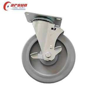 Mittelschwere <span class=keywords><strong>3</strong></span>/4/5 Zoll Industrie platten rollen mit 75mm drehbaren Brems stahl gummi rädern Nylon/PP/PU/TPR OEM anpassbar - Product Image 5