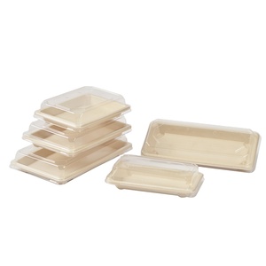 Tray Sushi Box SS04 Disposable Paper Tray Eco Container Biodegradable Containers Pulp Lid Food Packaging High Quality Sushi Takeaway Box