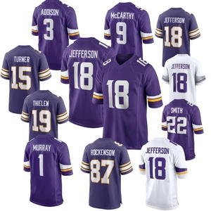 Vente en gros d'usine Minnesota brodé # 18 Jefferson # 9 McCarthy # 1 Murray # 15 Turner # Maillot de football américain 22 Smith - Product Image 1