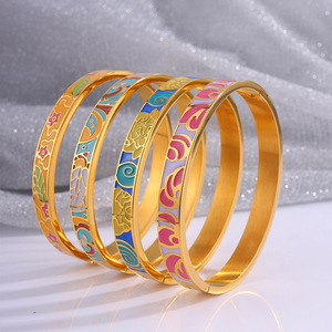 Bracciale smaltato in acciaio al titanio verniciato oro 18K moda signore in acciaio inox personalità braccialetto all'ingrosso - Product Image 2