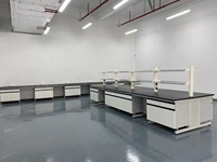 Mesa de Laboratorio Dental con Estructura de Acero, Mesa de Laboratorio de Fisiología, Química y Patología, Superficie de Resina Fenólica Azul de 12.7mm, Fregadero de PP