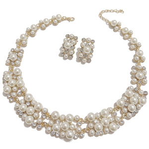 Conjunto de 3 uds de collar y pendientes de aleación con perlas de imitación, accesorios de joyería para boda, regalo para mujer - Product Image 5