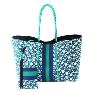 Borsa <span class=keywords><strong>da</strong></span> Spiaggia in Neoprene con Motivo Geometrico, Grande Capacità, Borsa <span class=keywords><strong>da</strong></span> <span class=keywords><strong>Viaggio</strong></span> Estiva con Piccola Pochette, Set Borsa <span class=keywords><strong>da</strong></span> Spiaggia per Donna - Product Image 1
