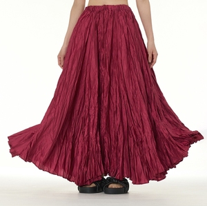 2024 nueva falda suelta de talla grande para mujer, Falda plisada de cintura alta de verano, falda oscilante grande - Product Image 6