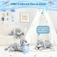 MorisMos-Jouet animal en peluche tigre blanc, léopard réaliste, lion, safari, décorations de fête sur le thème, fourrure en peluche, queue d'ami pour enfants