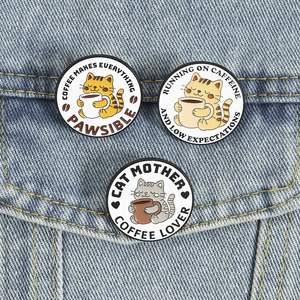 Broche émaillée amusante Chat Tabby avec citation humoristique, badge de revers, bijou fantaisie, cadeau pour amis - Product Image 1