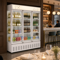Congélateur vertical à trois portes, refroidissement par air, contrôle numérique, éclairage LED, pour restaurant