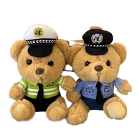 Nouveau porte-clés ours de la police routière mignon en peluche – Coton PP brodé, cadeau d'anniversaire super doux, breloque pour sacs à dos
