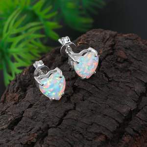 Pendientes de ópalo en forma de corazón YASHEE chapados en plata para mujer, joyería de regalo - Product Image 3