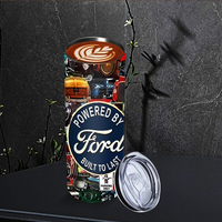 Gobelet isotherme en acier inoxydable de 20 oz, écologique, imprimé UV, style vintage Ford, conçu pour durer, cadeau pour les amateurs de voitures