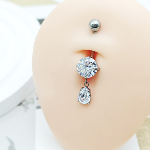 क्रिस्टल पानी ड्रॉप पेट बटन छल्ले के फैशन महिला नए डिजाइन टाइटेनियम बॉडी गहने थोक - Product Image 4