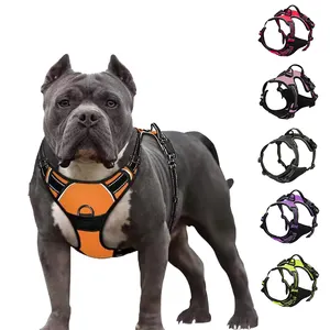 Nouveau harnais réfléchissant réglable pour chien, sangle de poitrine pour animal de compagnie, harnais d'entraînement en cuir pour chien