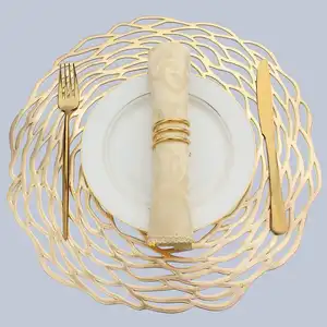 Tabletex Antislip Wipeable Tafel Matten Gouden Ronde Placemats Voor Tafel Metallic Plastic Vinyl Placemats