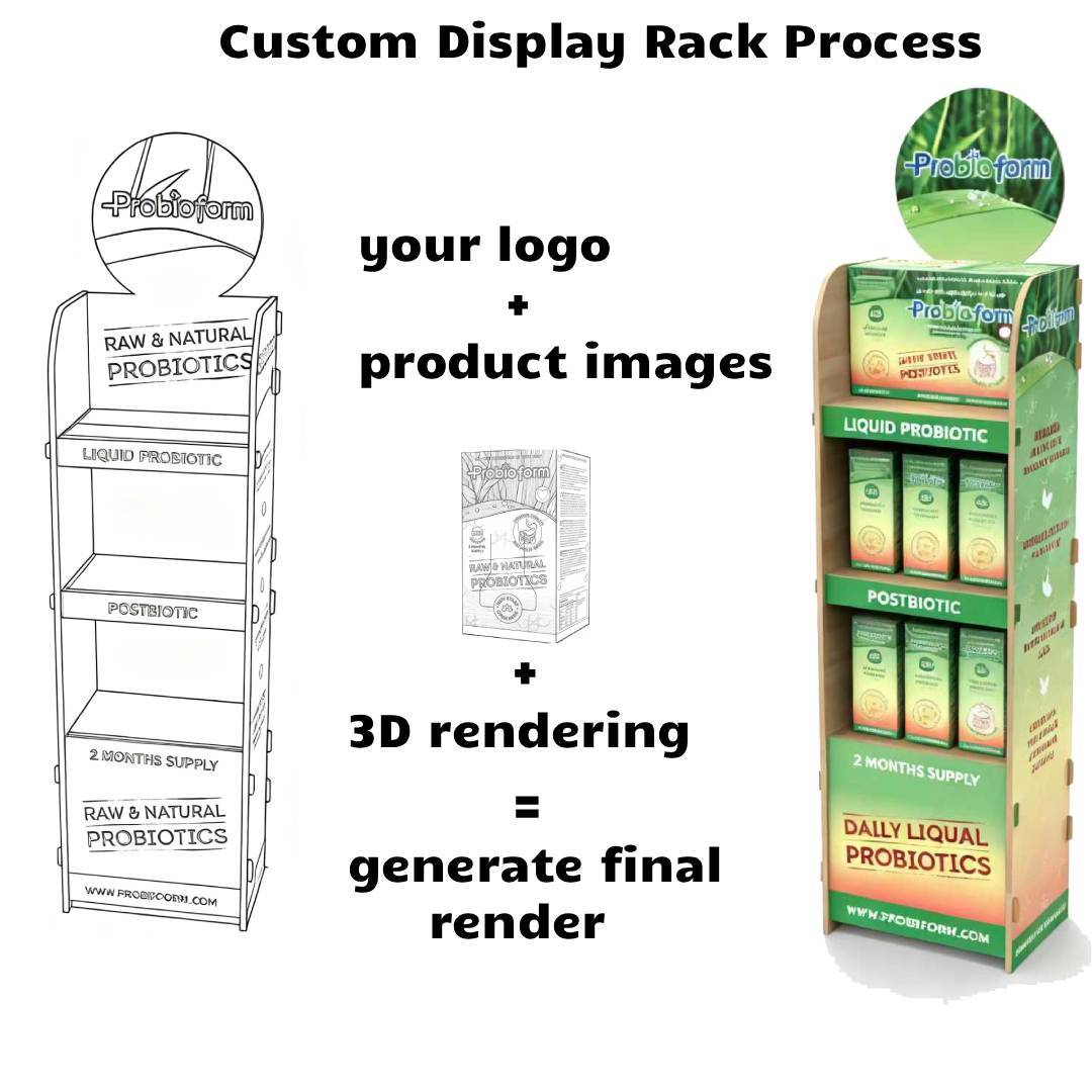 Custom Wooden Probiotics Supplement Display Rack Foldable Display Rack for Boxes, Cans & Bags for Supermarket & Retail Stores — view 4